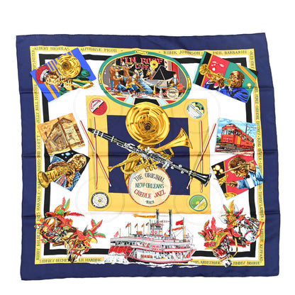 Hermes Silk New Orleans Creole Jazz Scarf 90 1 of 6