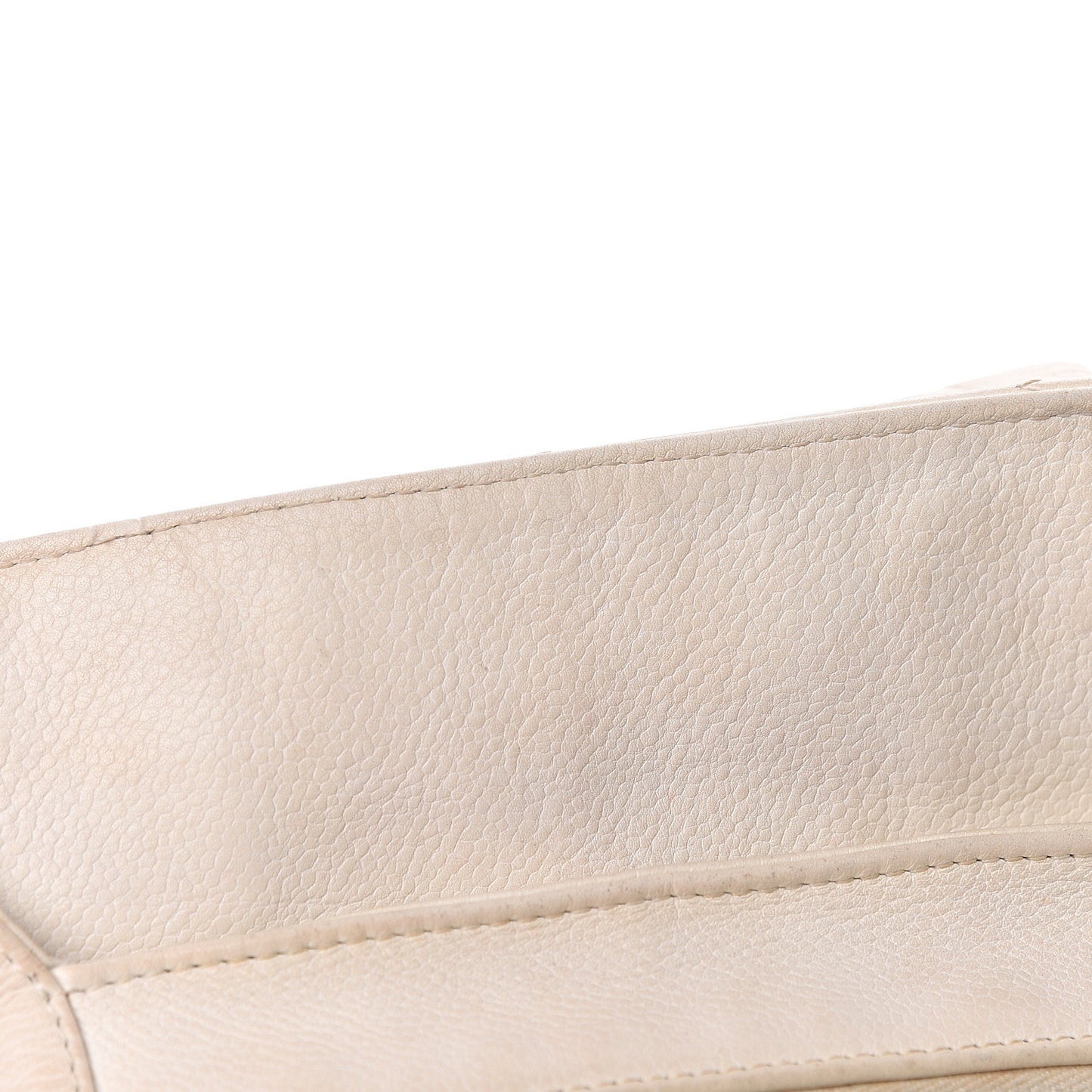 Caviar Square Stitched Large Tote White