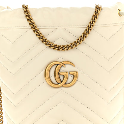 Gucci Calfskin Matelasse Mini GG Marmont 2.0 Bucket Bag White 7 of 10