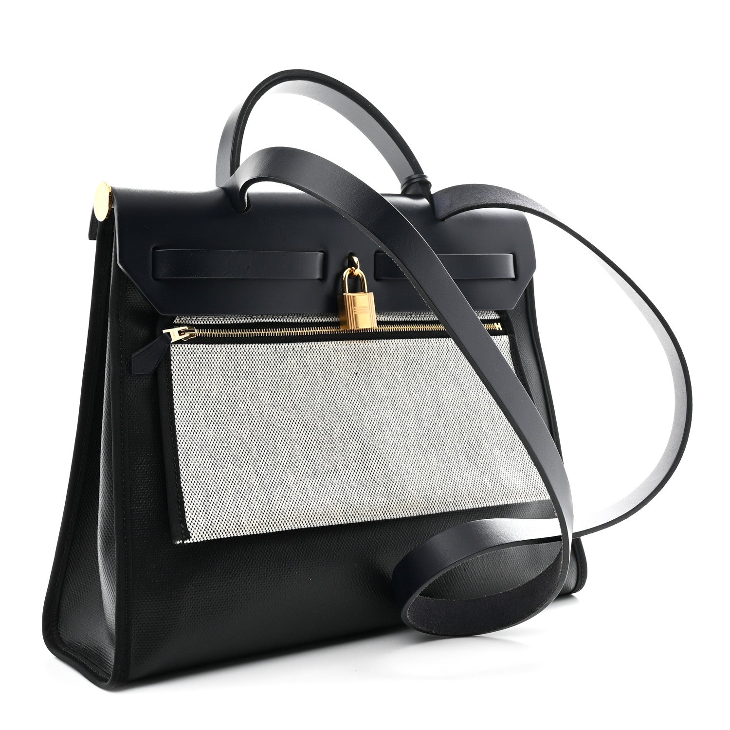 Hermes Toile H Berline Vache Hunter Herbag Zip PM Black Bleu Nuit 4 of 11