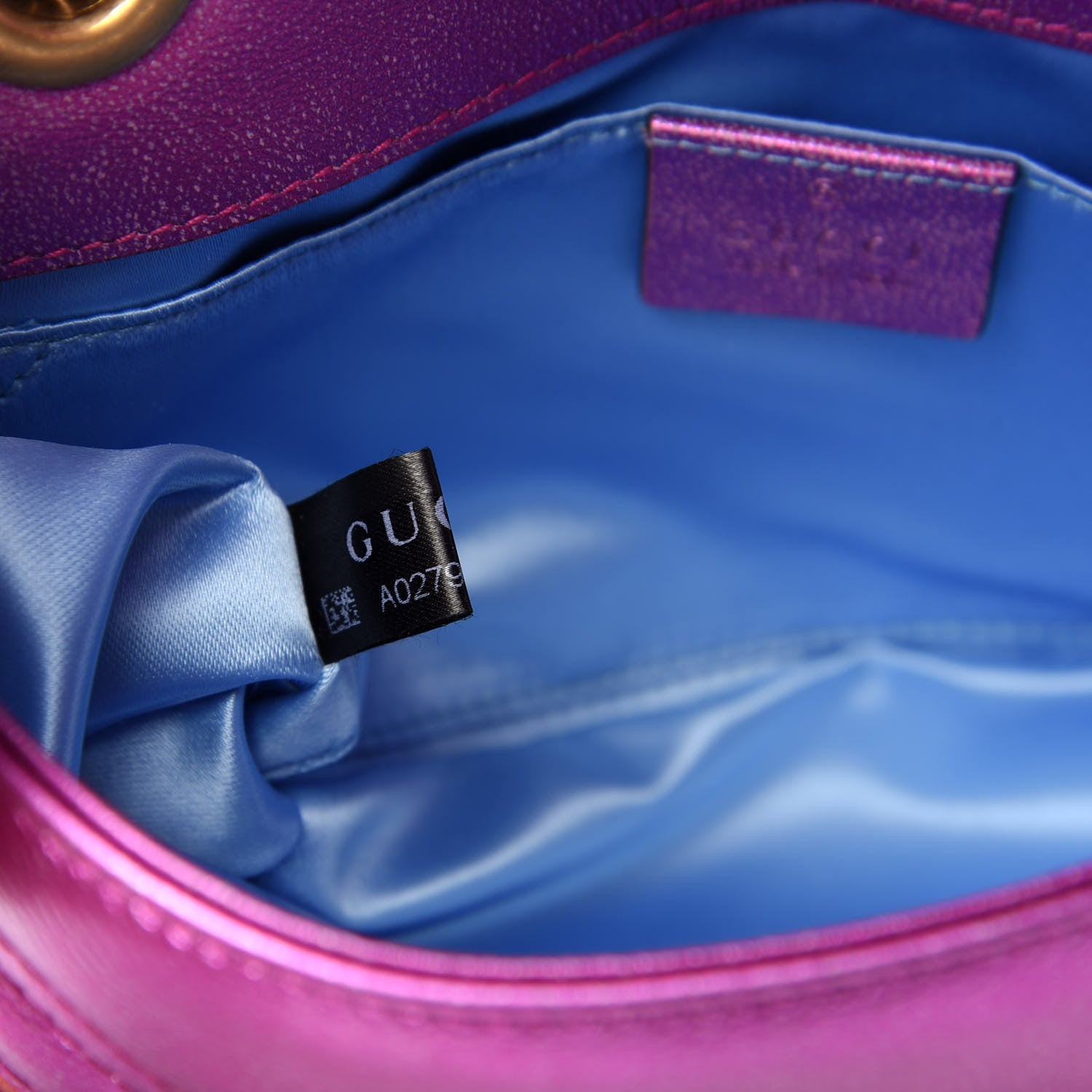 Gucci Metallic Calfskin Matelasse Mini GG Marmont Shoulder Bag Fuchsia 10 of 11