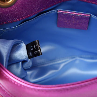 Gucci Metallic Calfskin Matelasse Mini GG Marmont Shoulder Bag Fuchsia 10 of 11
