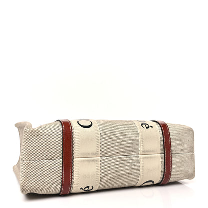 Chloe Cotton Calfskin Medium Woody Ribbon Tote White Brown 4 of 9