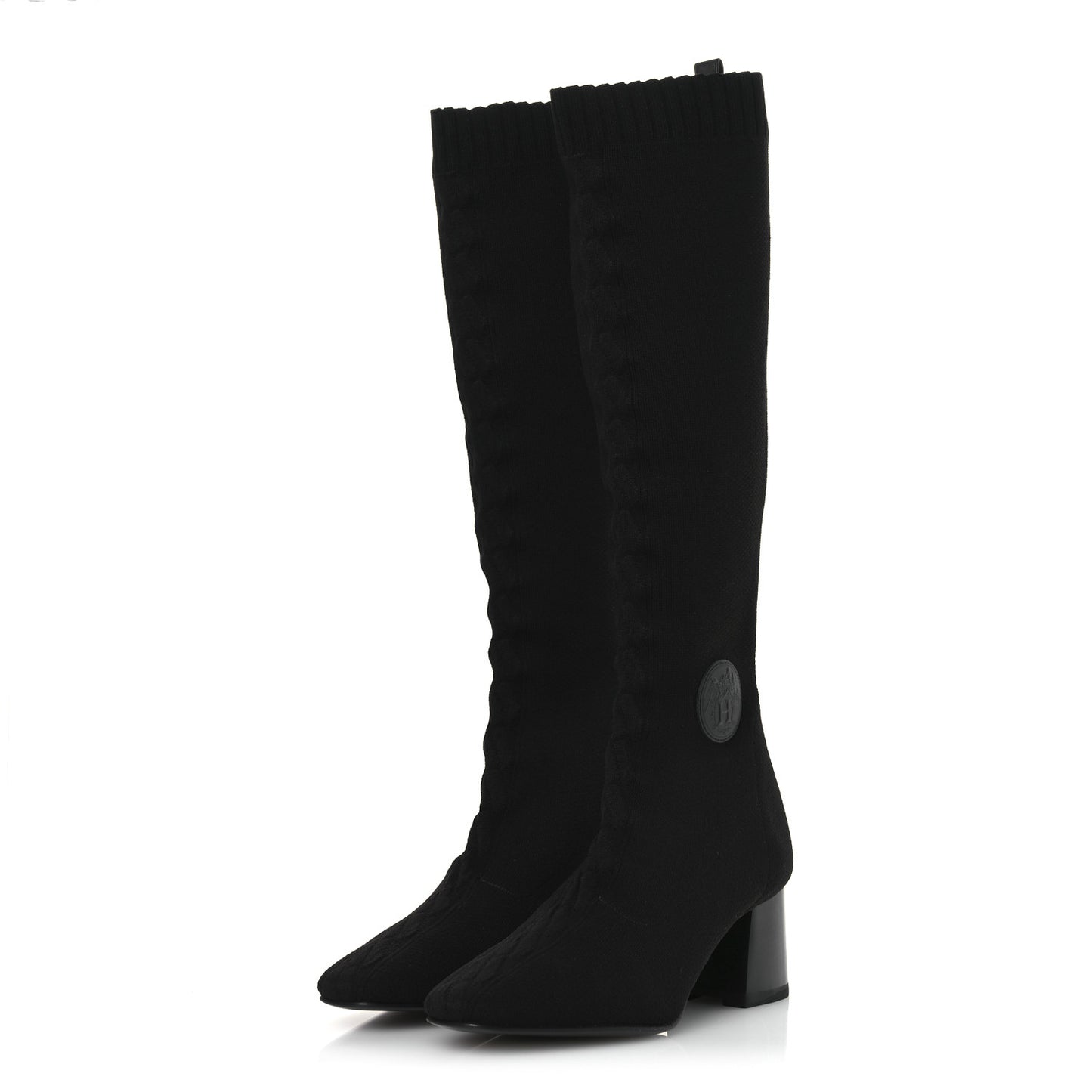 Knit Calfskin Fontaine 60 Boots 37.5 Black