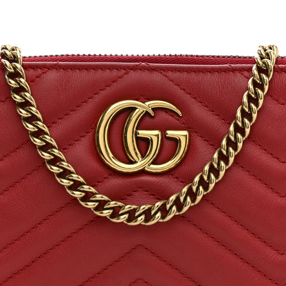 Gucci Calfskin Matelasse Mini GG Marmont Chain Bag Hibiscus Red 8 of 14