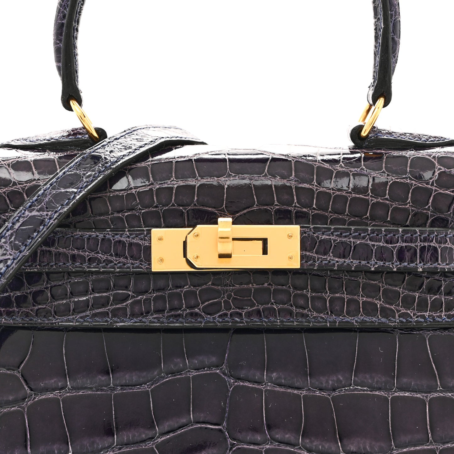 Shiny Alligator Mini Kelly Sellier 20 Amethyste