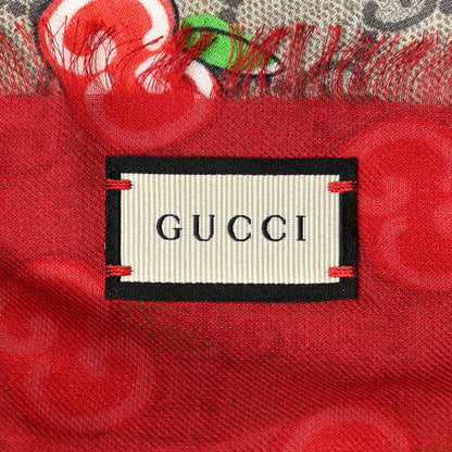 Gucci Modal Silk GG Monogram Big Pomme GG Shawl Scarf Beige Red 3 of 3
