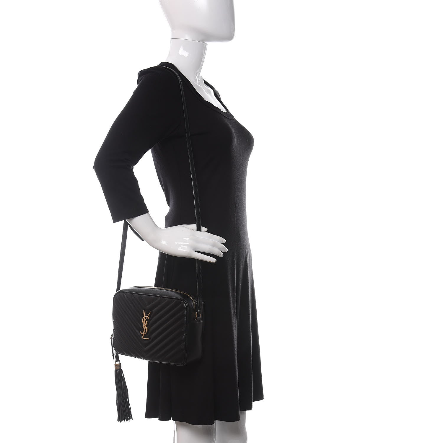 Saint Laurent Calfskin Matelasse Monogram Lou Camera Bag Black 2 of 9