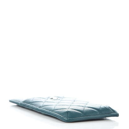 Chanel Caviar Quilted Classic Flat Wallet Pouch Dark Turquoise 4 of 7