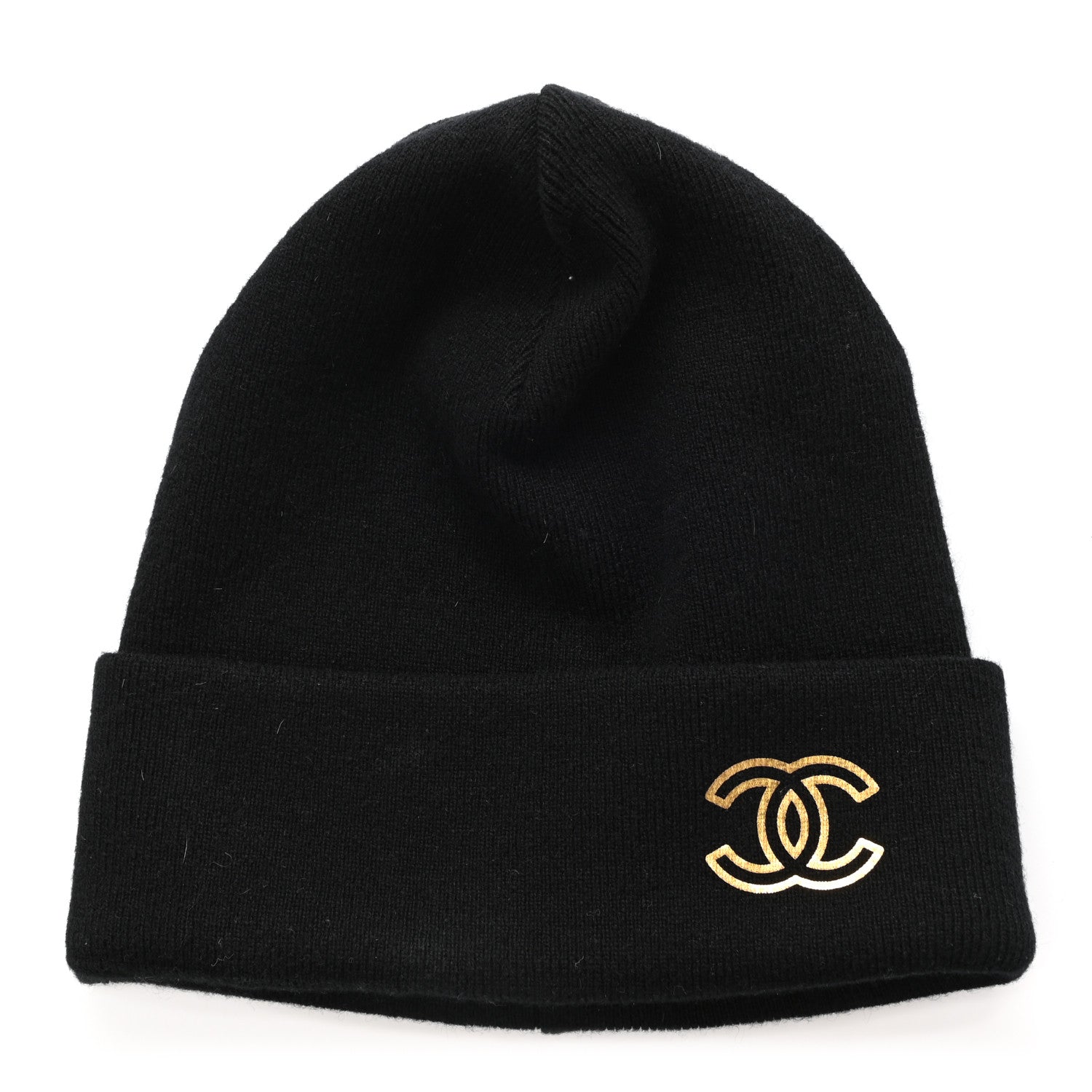 Chanel Cashmere CC Beanie Hat Black 1 of 5