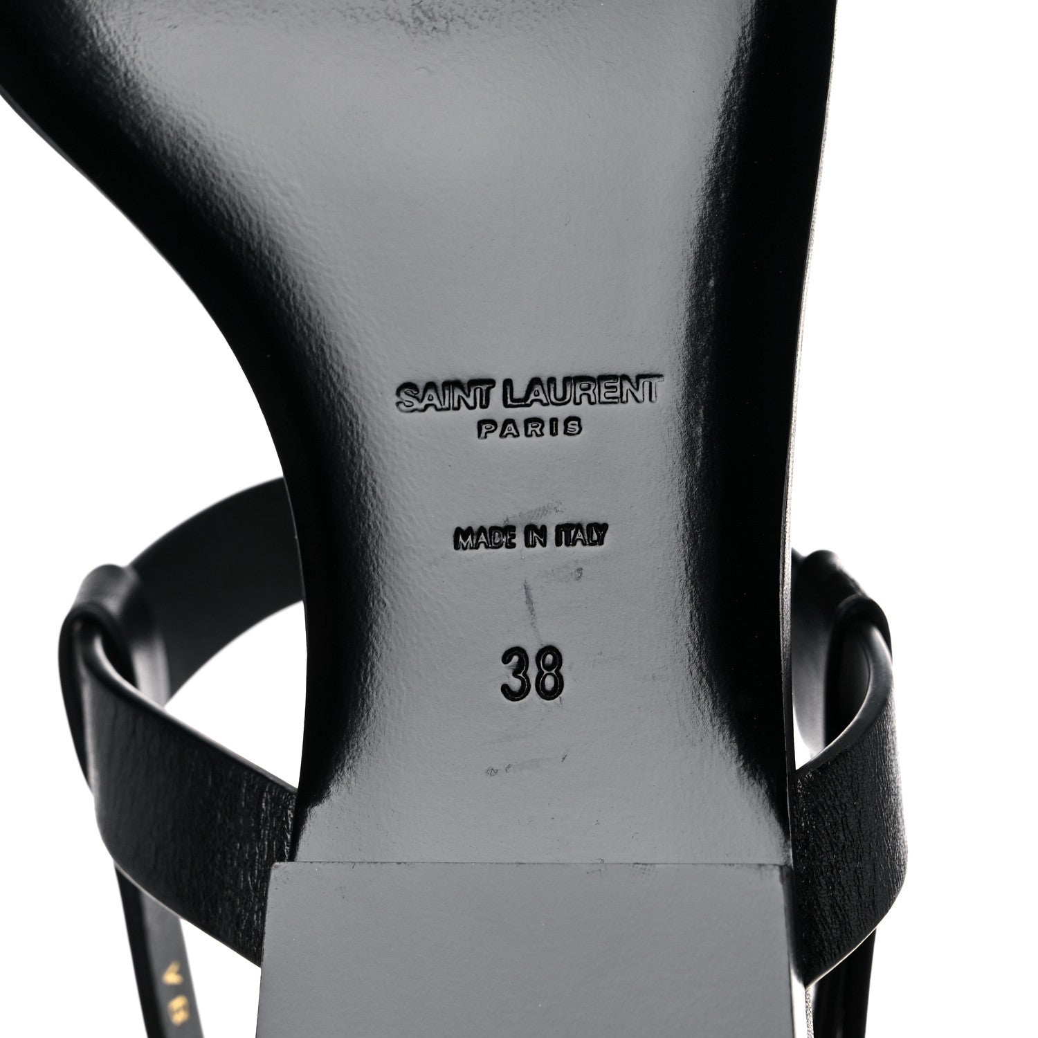 Saint Laurent Patent Calfskin Cassandra Monogram Sandals 38 Black 6 of 11