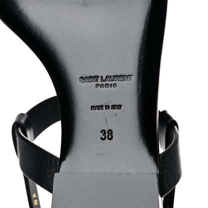 Saint Laurent Patent Calfskin Cassandra Monogram Sandals 38 Black 6 of 11