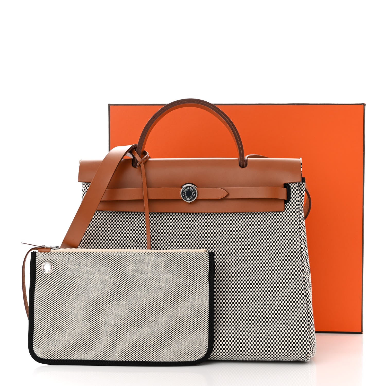 Hermes Vache Hunter Criss Viking Herbag Zip Retourne 31 PM Ecru Black Fauve 12 of 12