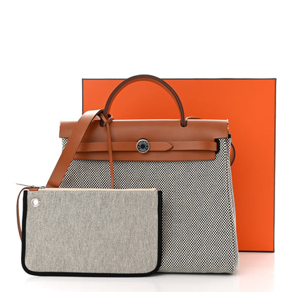 Hermes Vache Hunter Criss Viking Herbag Zip Retourne 31 PM Ecru Black Fauve 12 of 12