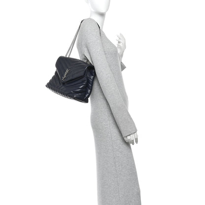 Saint Laurent Calfskin Y Quilted Monogram Medium Loulou Chain Satchel Medium Blue 2 of 14