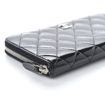 Chanel Patent Quilted Zip Around Wallet Black 6 of 11