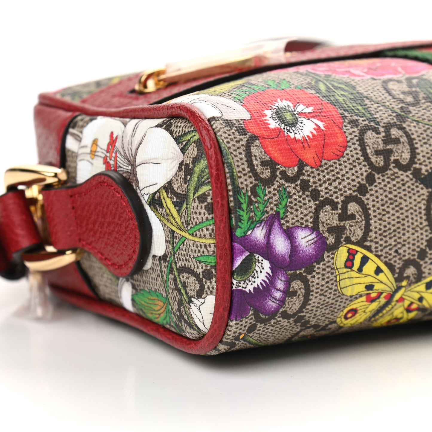 GG Supreme Monogram Flora Web Mini Ophidia Shoulder Bag Red