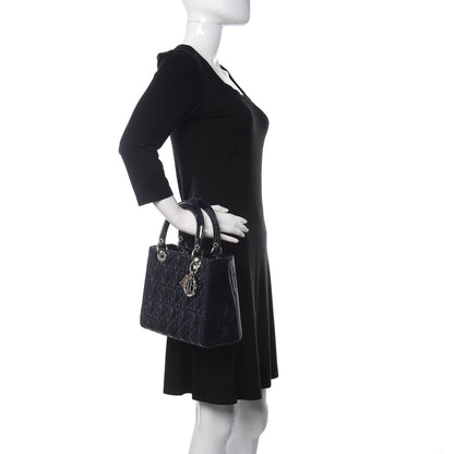 Christian Dior Patent Cannage Medium Lady Dior Navy Blue 2 of 9