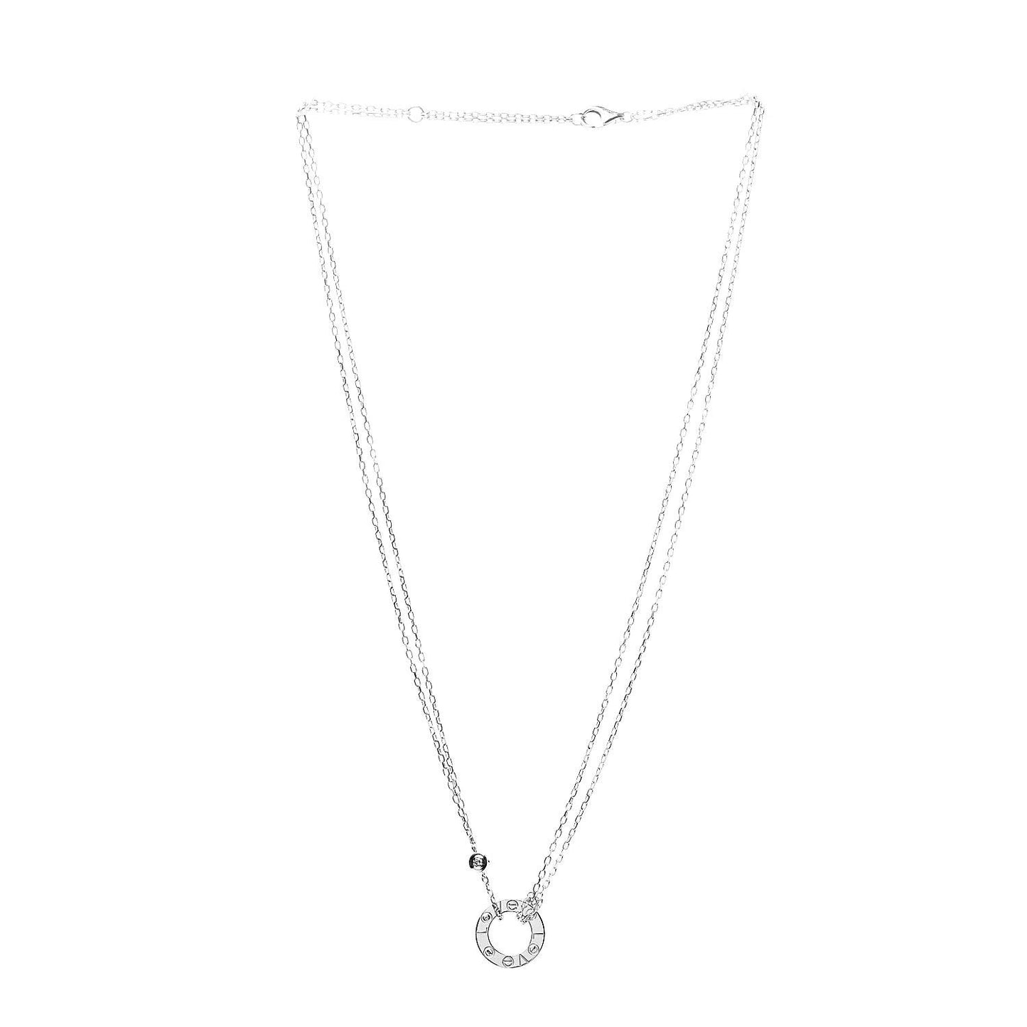 18K White Gold 2 Diamond LOVE Necklace