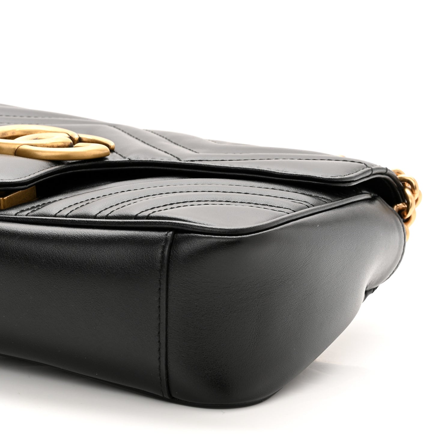 Calfskin Matelasse Small GG Marmont Shoulder Bag Black