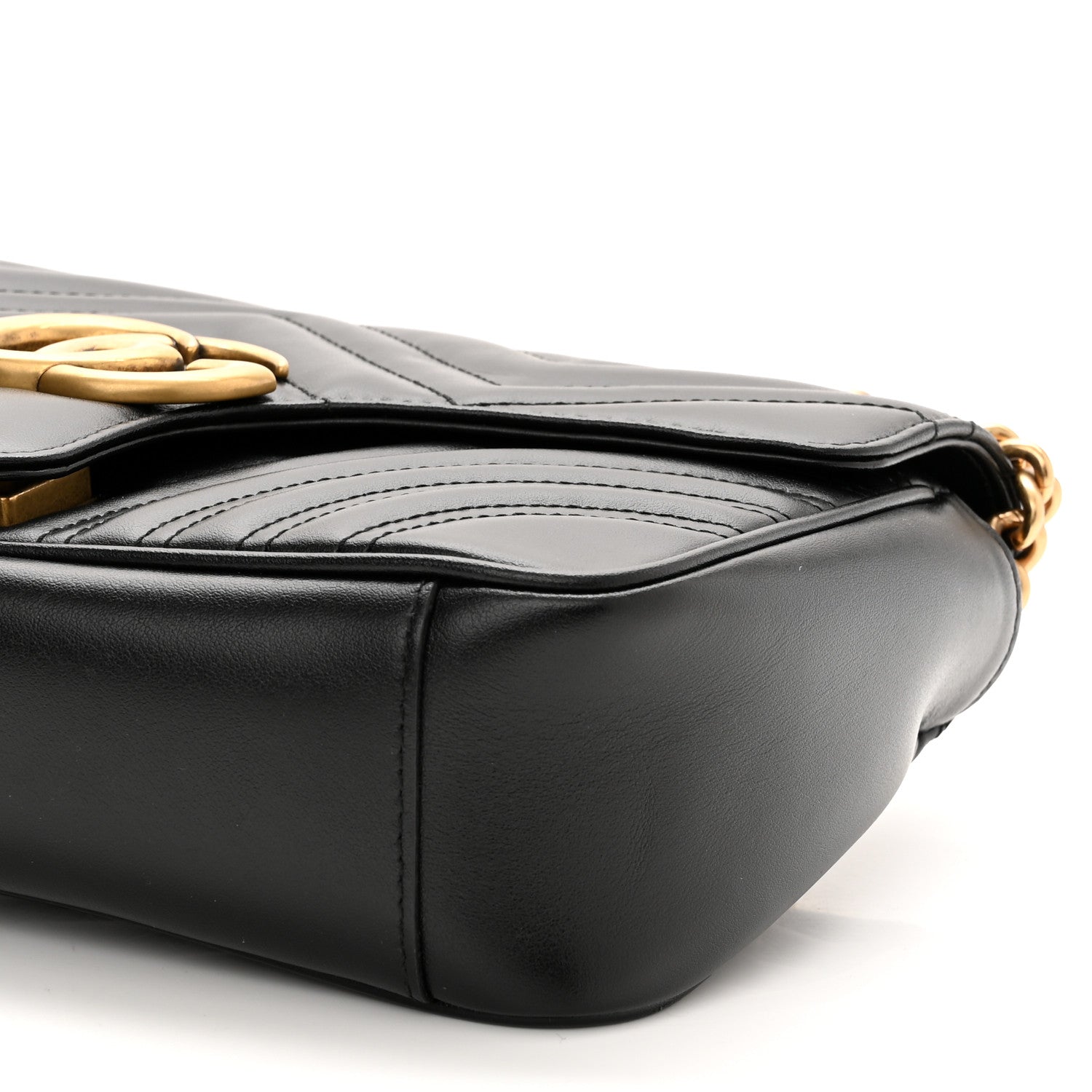 Gucci Calfskin Matelasse Small GG Marmont Shoulder Bag Black 9 of 10