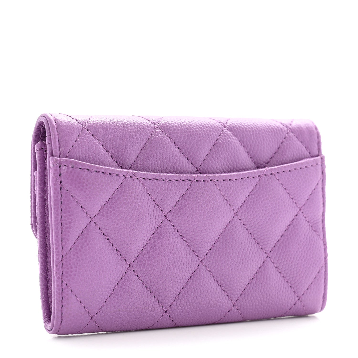 Chanel Caviar Quilted Flap Card Holder Wallet Purple 3 of 9