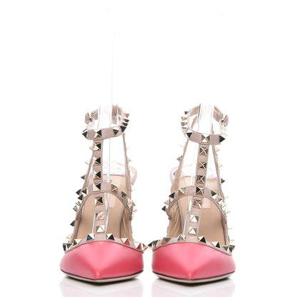 Valentino Garavani Calfskin Nappa Rockstud Ankle Strap 100mm Pumps 36.5 Deep Fuxia Poudre 2 of 7