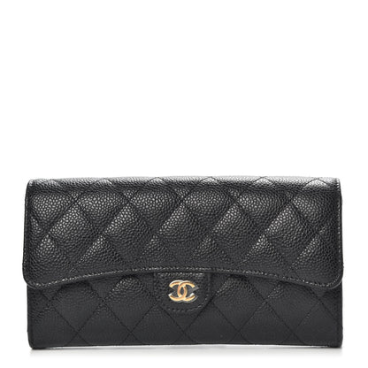 Chanel Caviar Quilted Large Gusset Flap Wallet Black 1 of 9