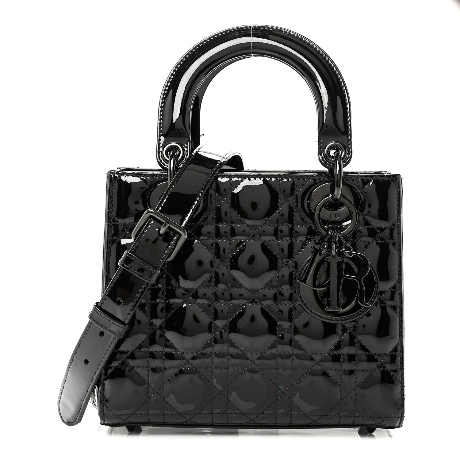 Christian Dior Ultraglossy Patent Cannage Small Lady Dior Black 1 of 10