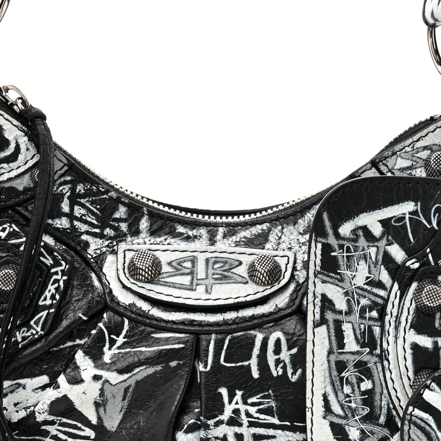 Agneau Arena Graffiti Le Cagole Shoulder Bag XS Black