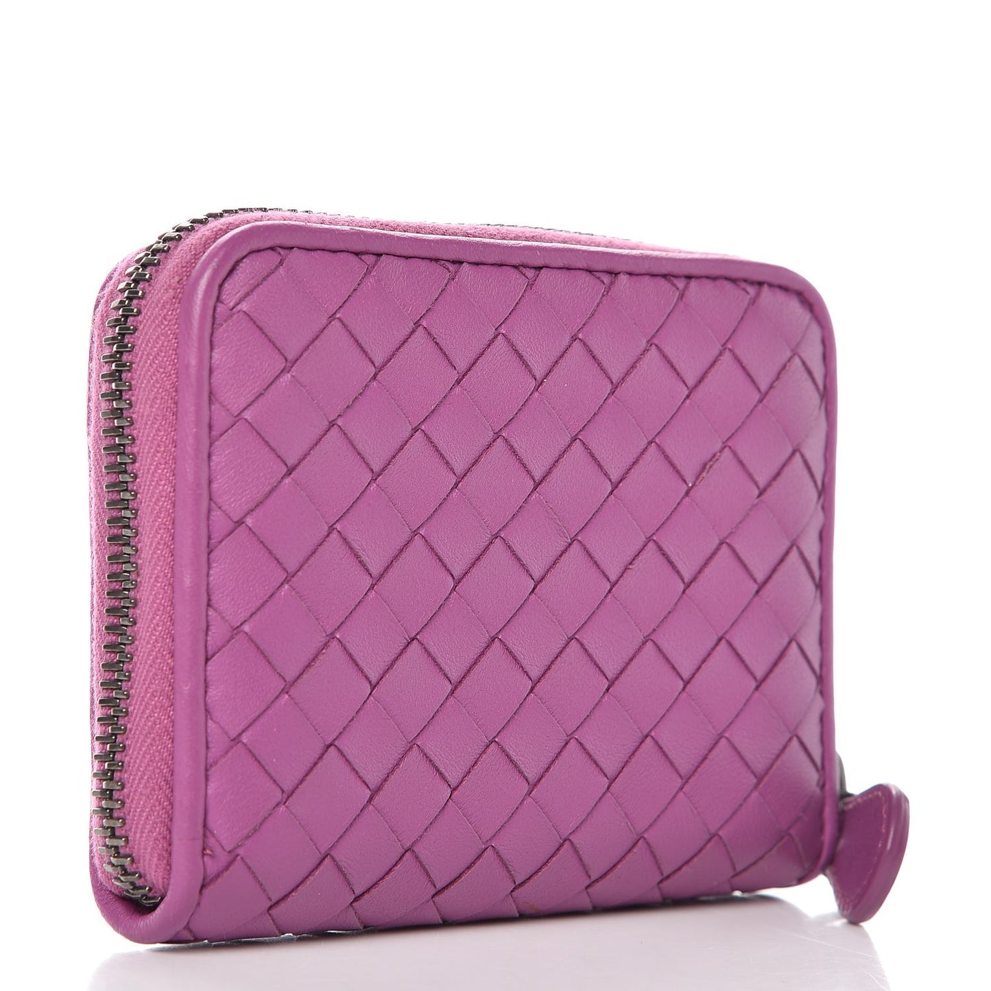 Nappa Intrecciato Zip Around Coin Purse Peony