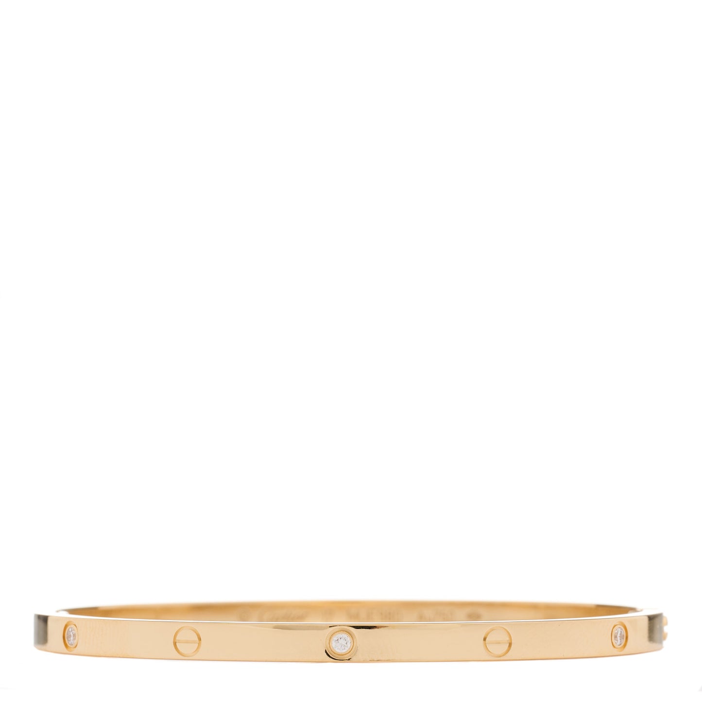 18K Yellow Gold 6 Diamond Small LOVE Bracelet 17