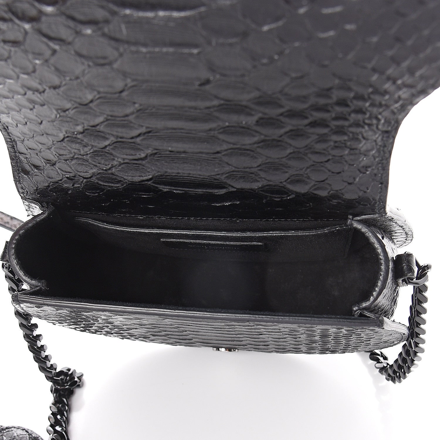 Saint Laurent Python Calfskin Embossed Passementerie Chain Bag Black 4 of 7