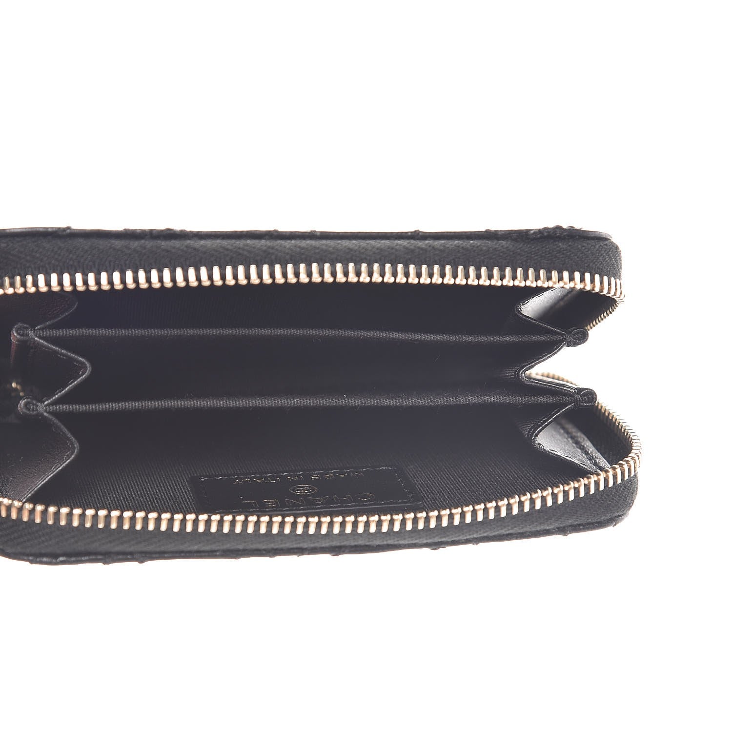 Chanel Lambskin Camellia Embossed Zip Coin Purse Black 5 of 8