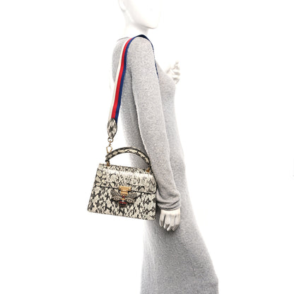 Gucci Snakeskin Sylvie Web Small Queen Margaret Top Handle Bag Roccia Natural 2 of 11