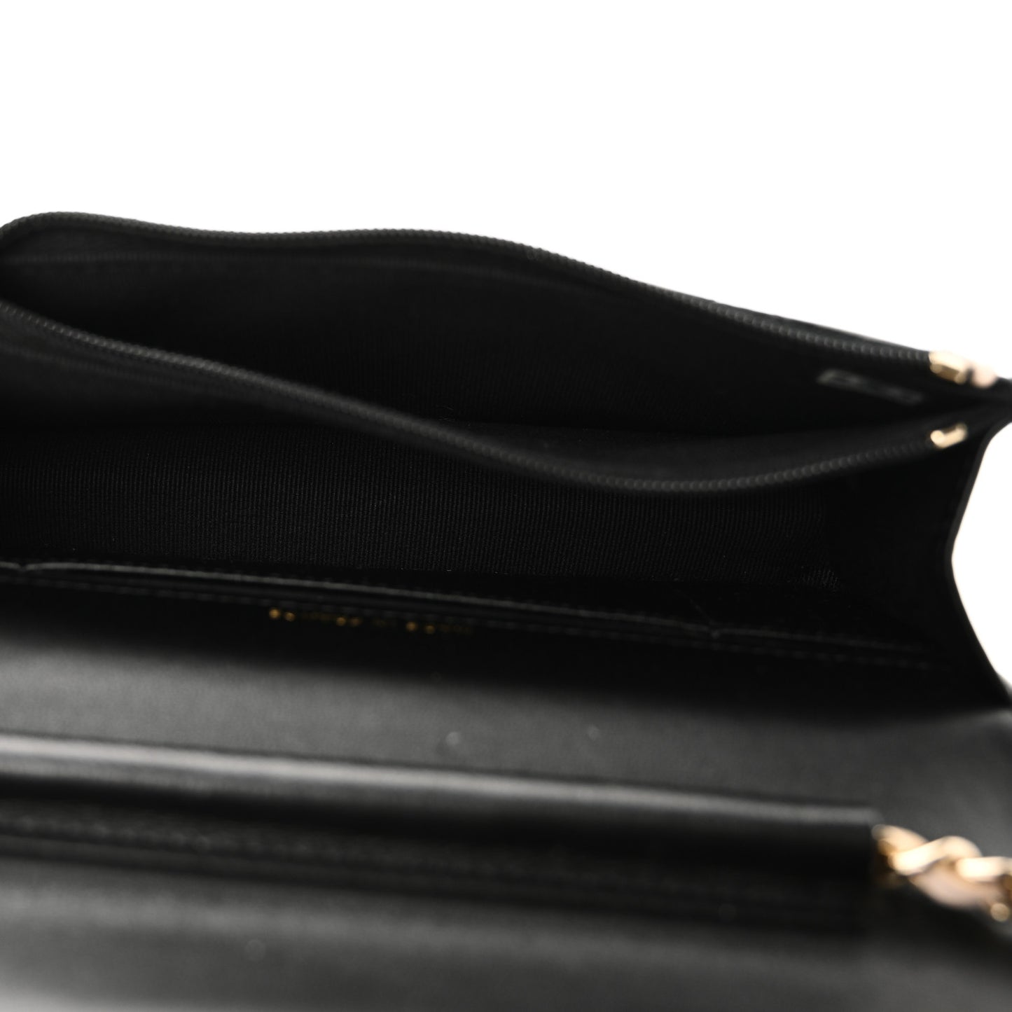 Lambskin Quilted Flap Phone Holder With Chain Black Beige
