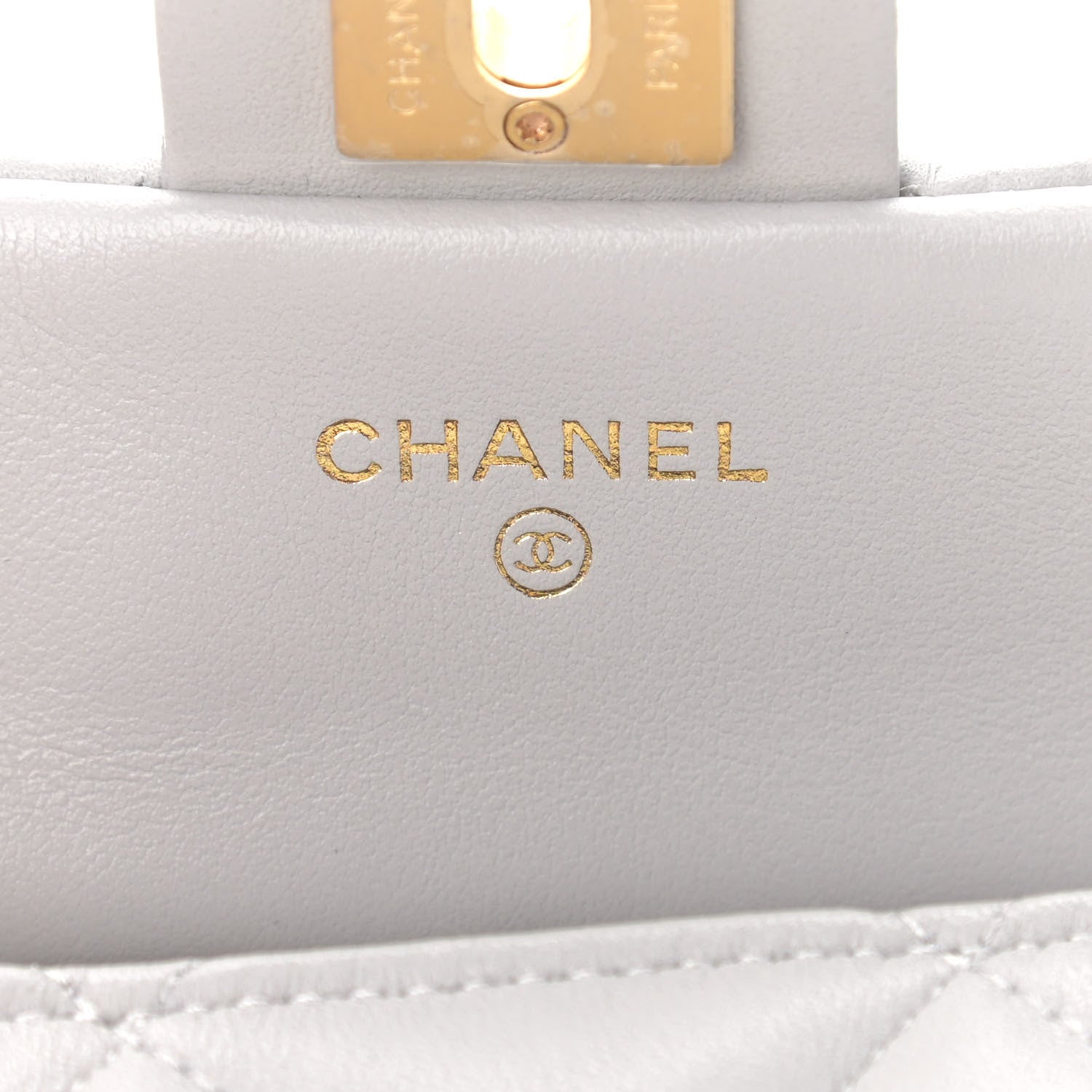 Chanel Calfskin Quilted Lady Handle Flap Card Holder With Chain Grey 5 of 9
