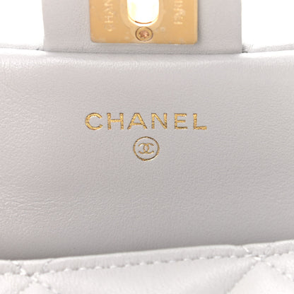 Chanel Calfskin Quilted Lady Handle Flap Card Holder With Chain Grey 5 of 9