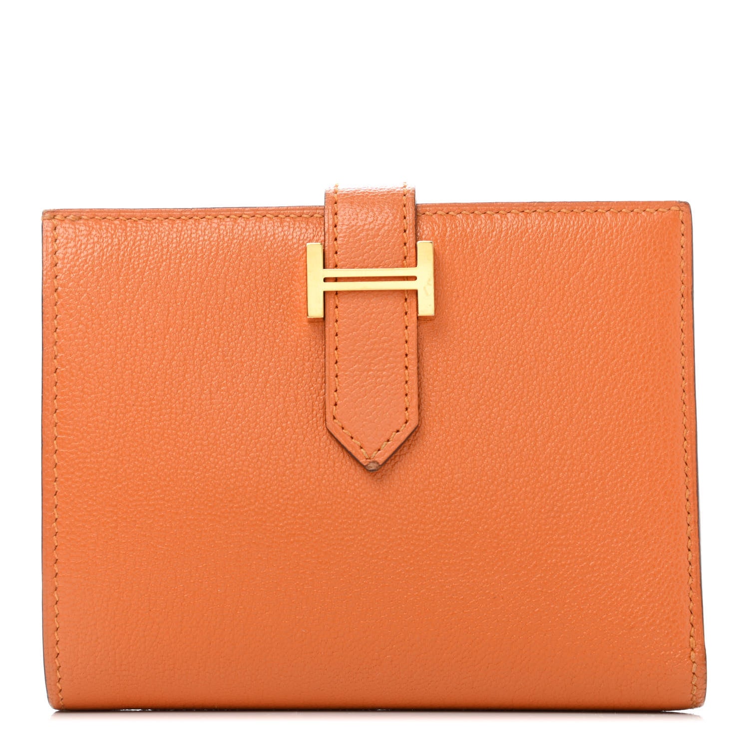 Hermes Chevre Mysore Bearn Compact Wallet Orange 1 of 5