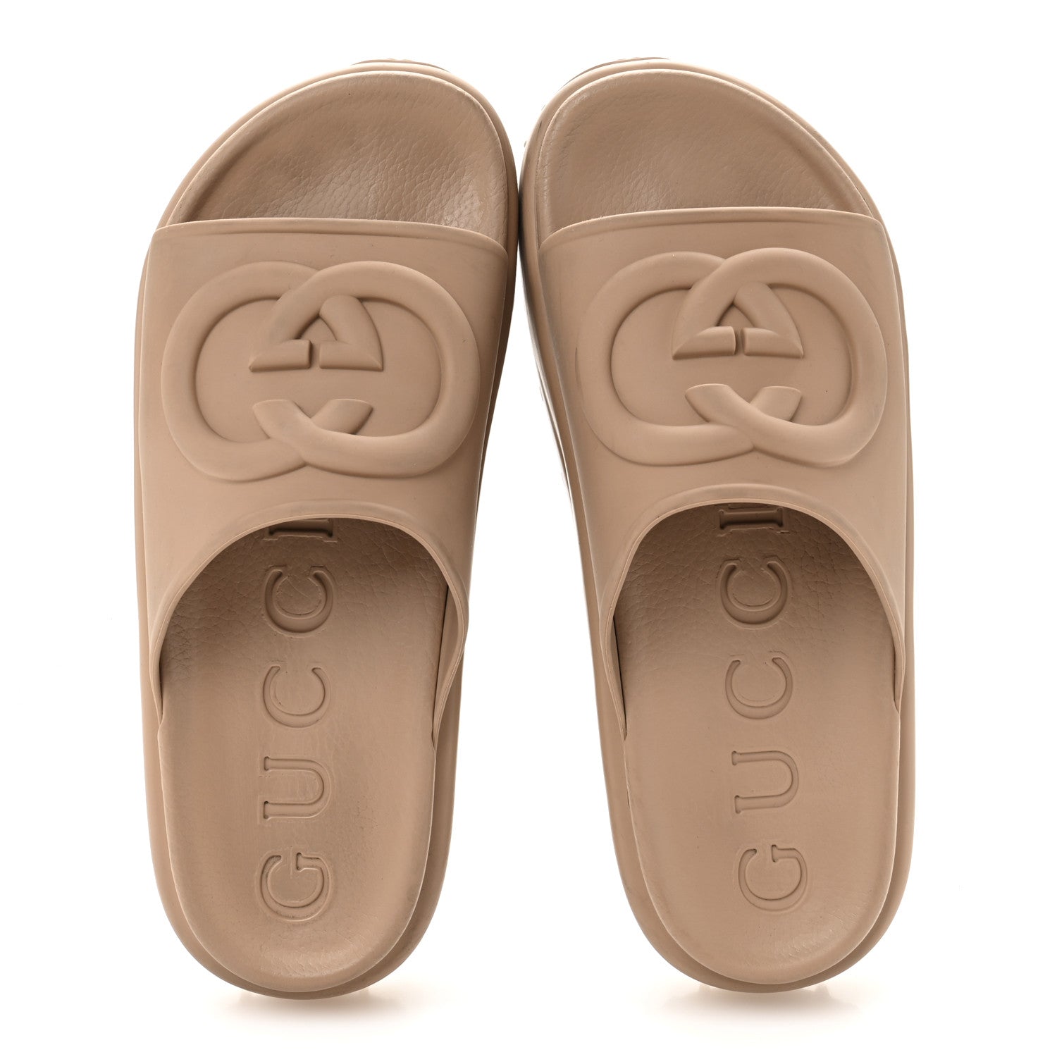 Gucci Soft Rubber Womens Interlocking G Platform 42mm Slide Sandals 37 Vintage Camel 38 Vintage Camel 2 of 9
