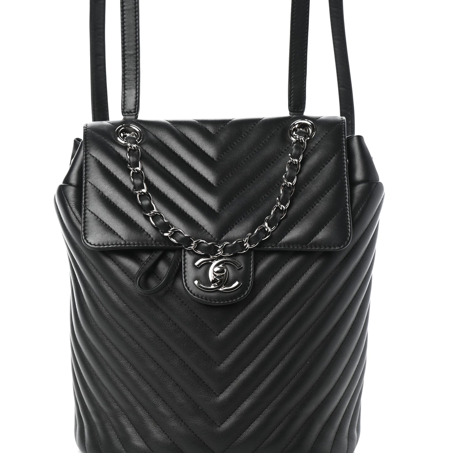 Calfskin Chevron Quilted Small Urban Spirit Backpack Black