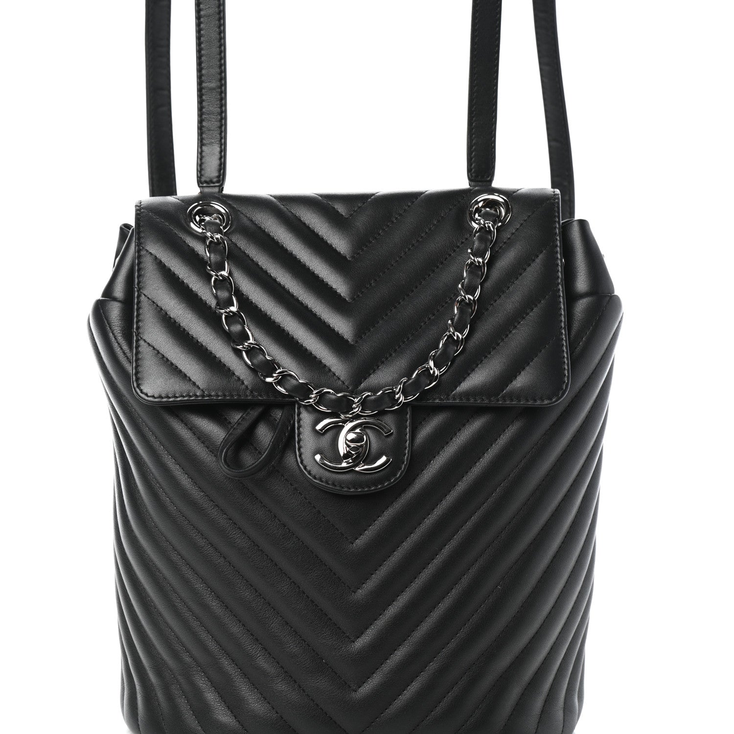 Chanel Calfskin Chevron Quilted Small Urban Spirit Backpack Black 9 of 10