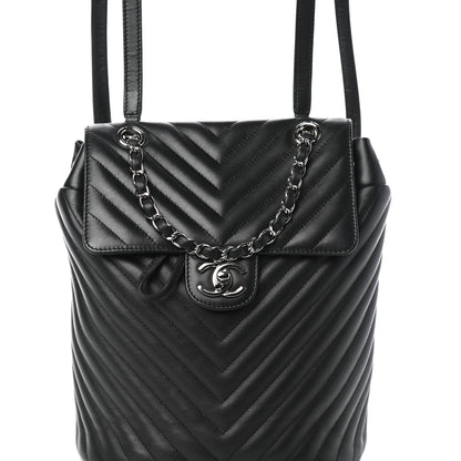 Chanel Calfskin Chevron Quilted Small Urban Spirit Backpack Black 9 of 10