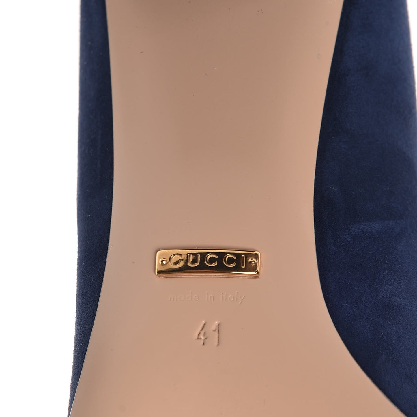 Kid Scamosciato GG Marmont Fringe 50mm Loafer Pumps 41 Blue Ink