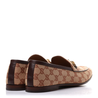 Gucci Canvas GG Monogram Horsebit Mens Jordaan Loafers 8 Beige Ruggine Light Brown 4 of 10
