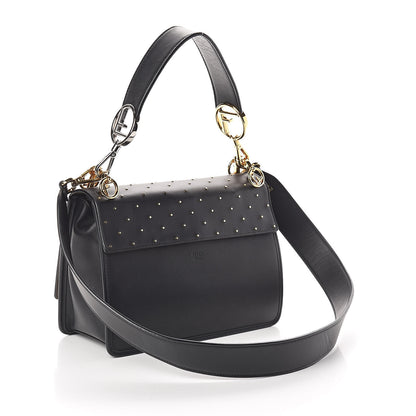 Fendi Vitello Liberty F is Studded Kan I Shoulder Bag Black Gold 3 of 9