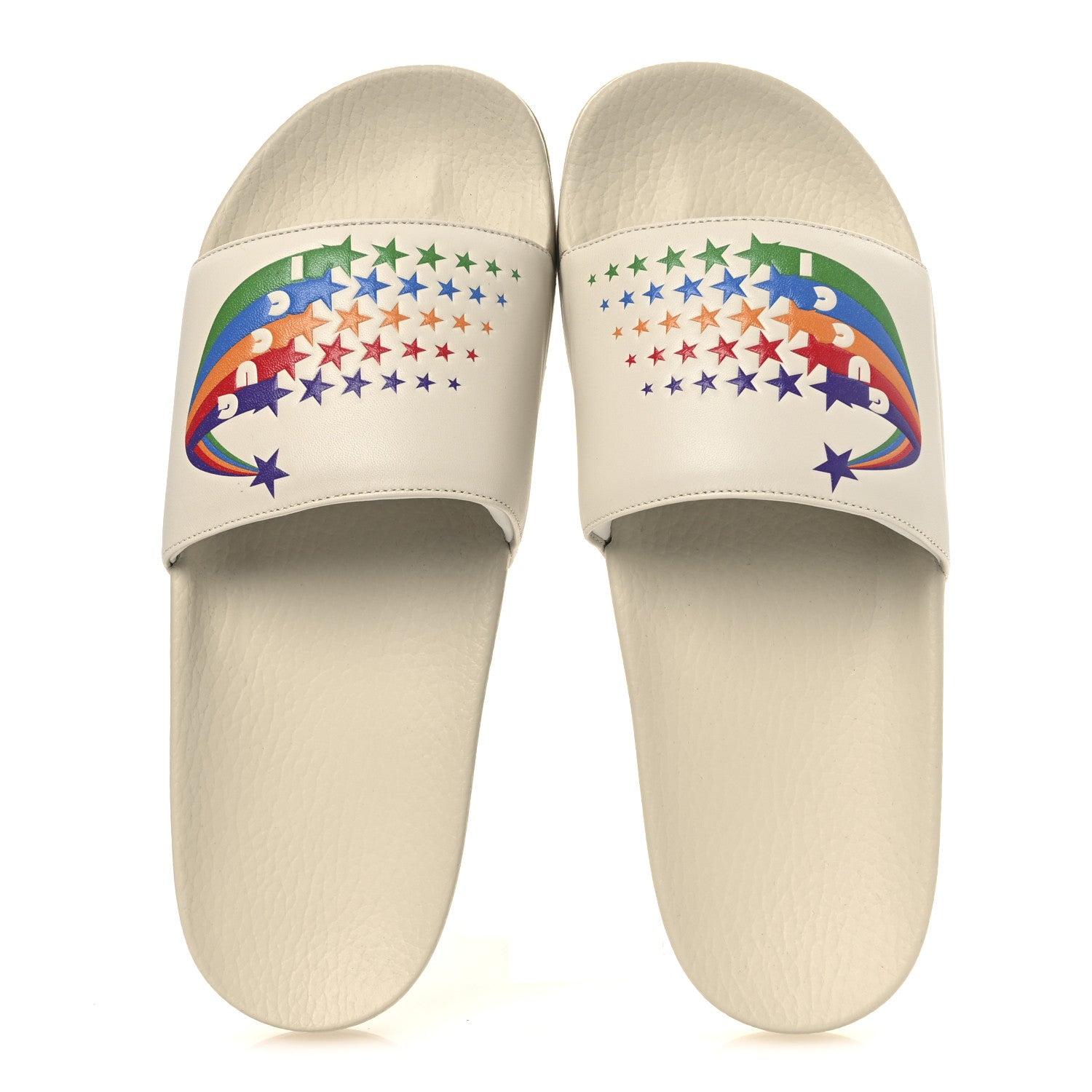 Gucci Nappa Interlocking G Rainbow Womens Pursuit Slide Sandals 41 Mystic White 2 of 11