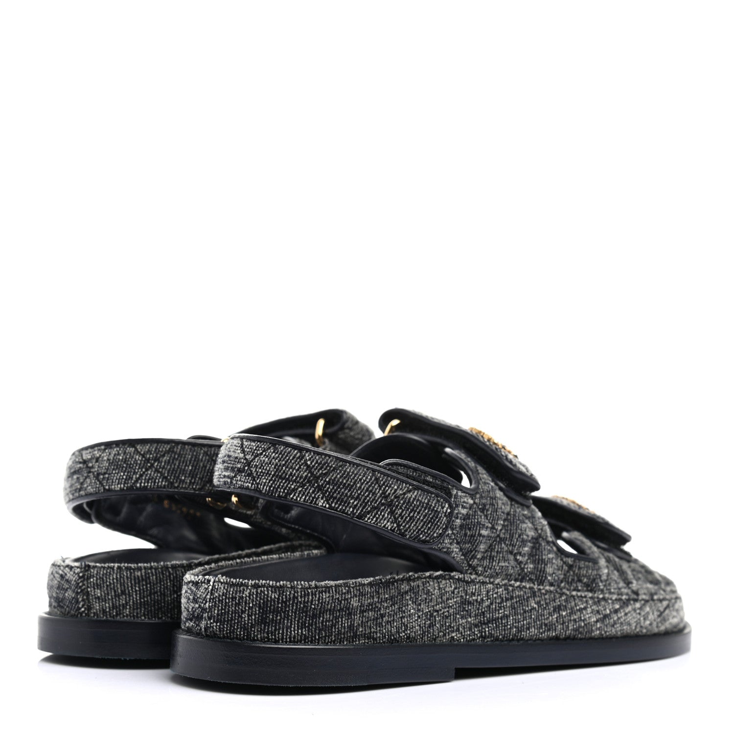 Chanel Denim Quilted Dad Sandals 36 Grey 4 of 8