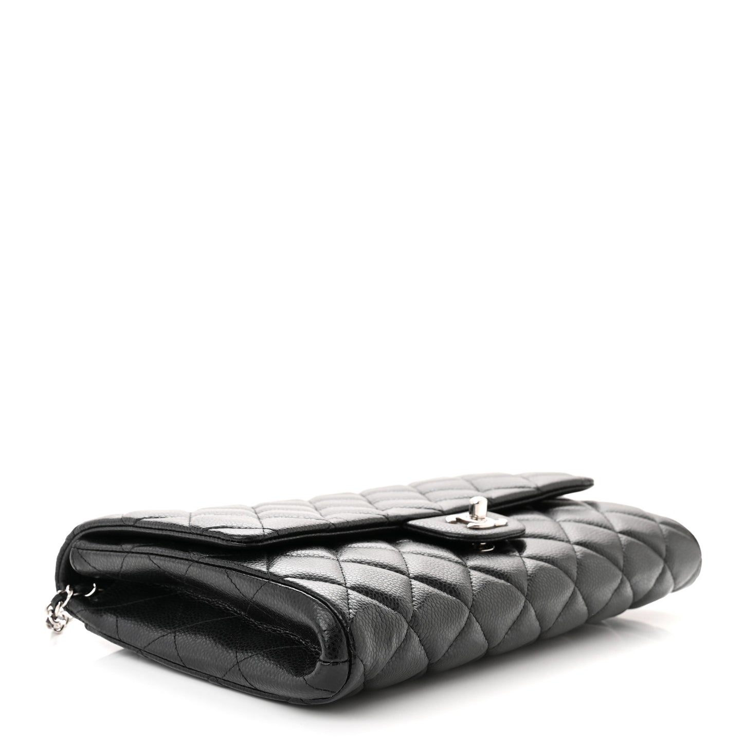 Caviar Quilted Clutch With Chain Flap Black