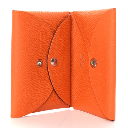 Hermes Epsom Calvi Duo Card Case Orange 5 of 11